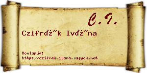 Czifrák Ivána névjegykártya